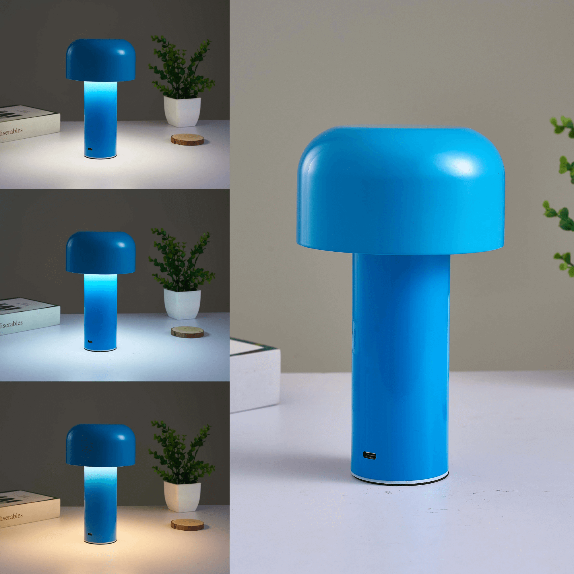 Cordless Mushroom Battery Operated Rechargeable Table Lamps Lights for Bedside and Dining Table Room