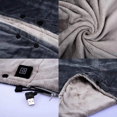 Electric Warming Heated Throw Over and Under Blanket Poncho with Fleece