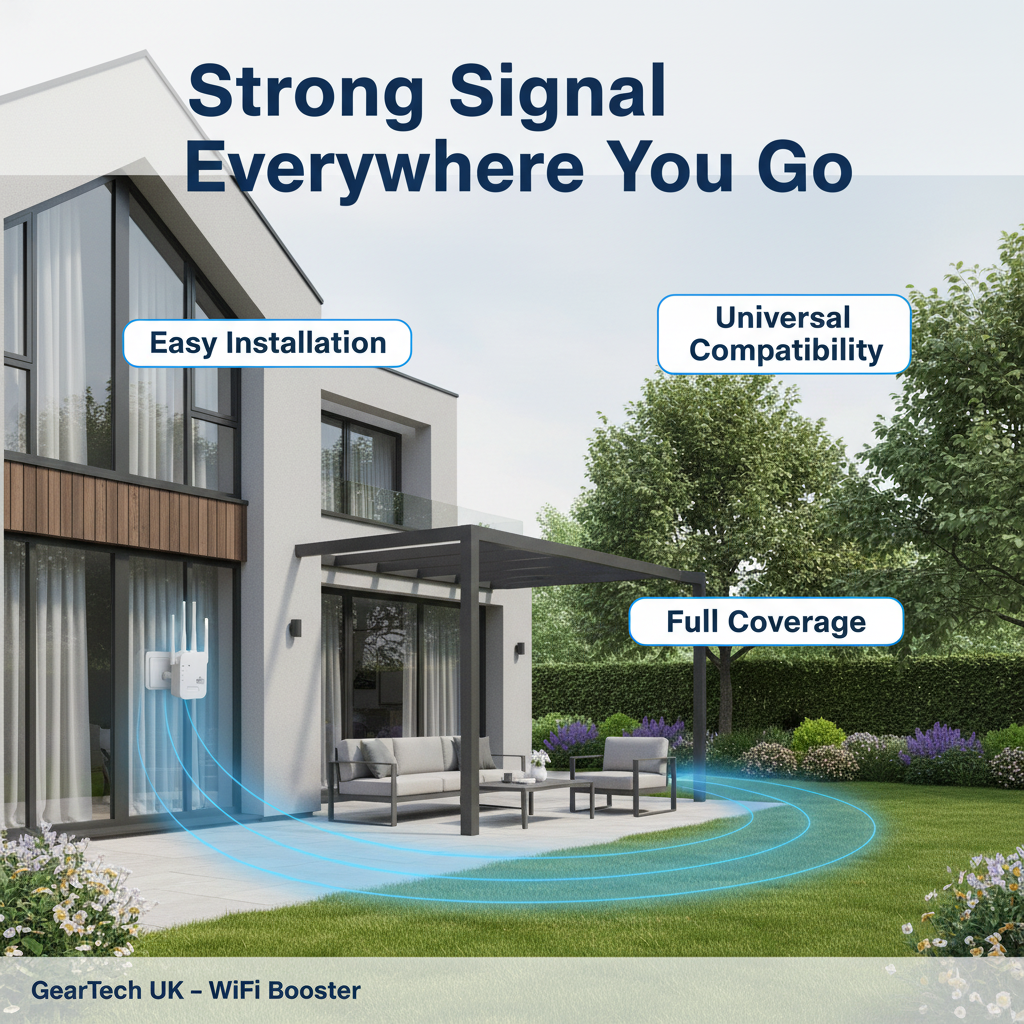 Long-Range Outdoor WiFi Booster | Dual-Band, 1200Mbps Speed for Total Coverage in Garden & Garage