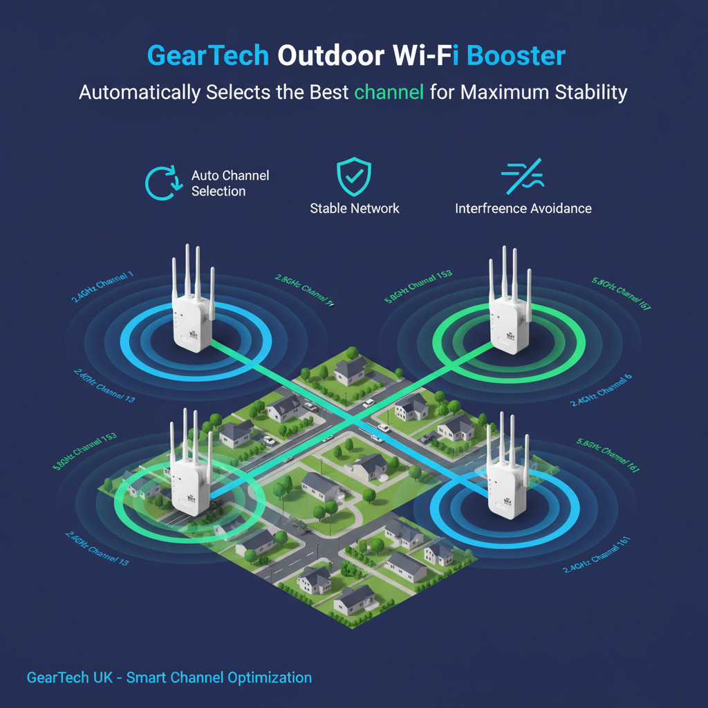 Long-Range Outdoor WiFi Booster | Dual-Band, 1200Mbps Speed for Total Coverage in Garden & Garage