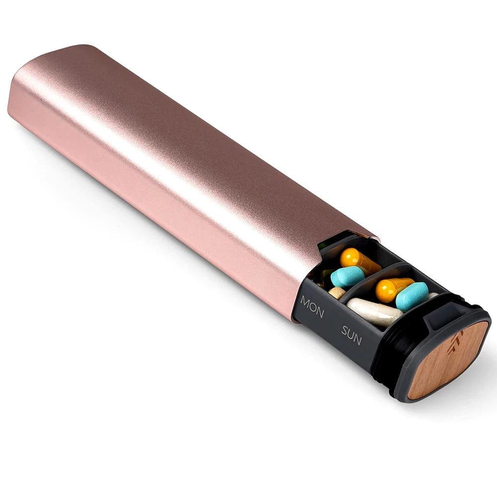 Weekly Pill Organizer | Premium Aluminium & Wooden Design for Home, Office & Travel