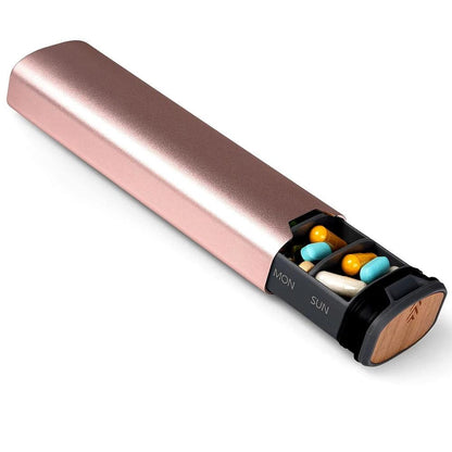 Weekly Pill Organizer | Premium Aluminium & Wooden Design for Home, Office & Travel