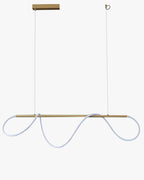 LED Linear Brass Chandelier | Dimmable. Damp Rated & Adjustable Height for Dining Room and Living Spaces