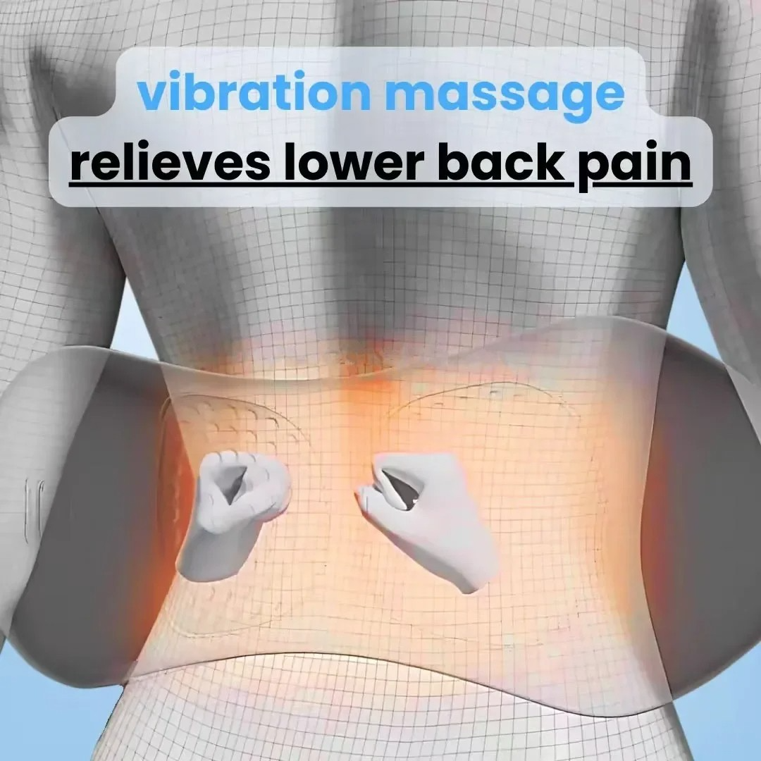 Back Pain Massager with Heat & Vibration, Spinal Support for Sciatica Relief, Lower Back Pain & Posture Correction – 3-in-1 Home Therapy