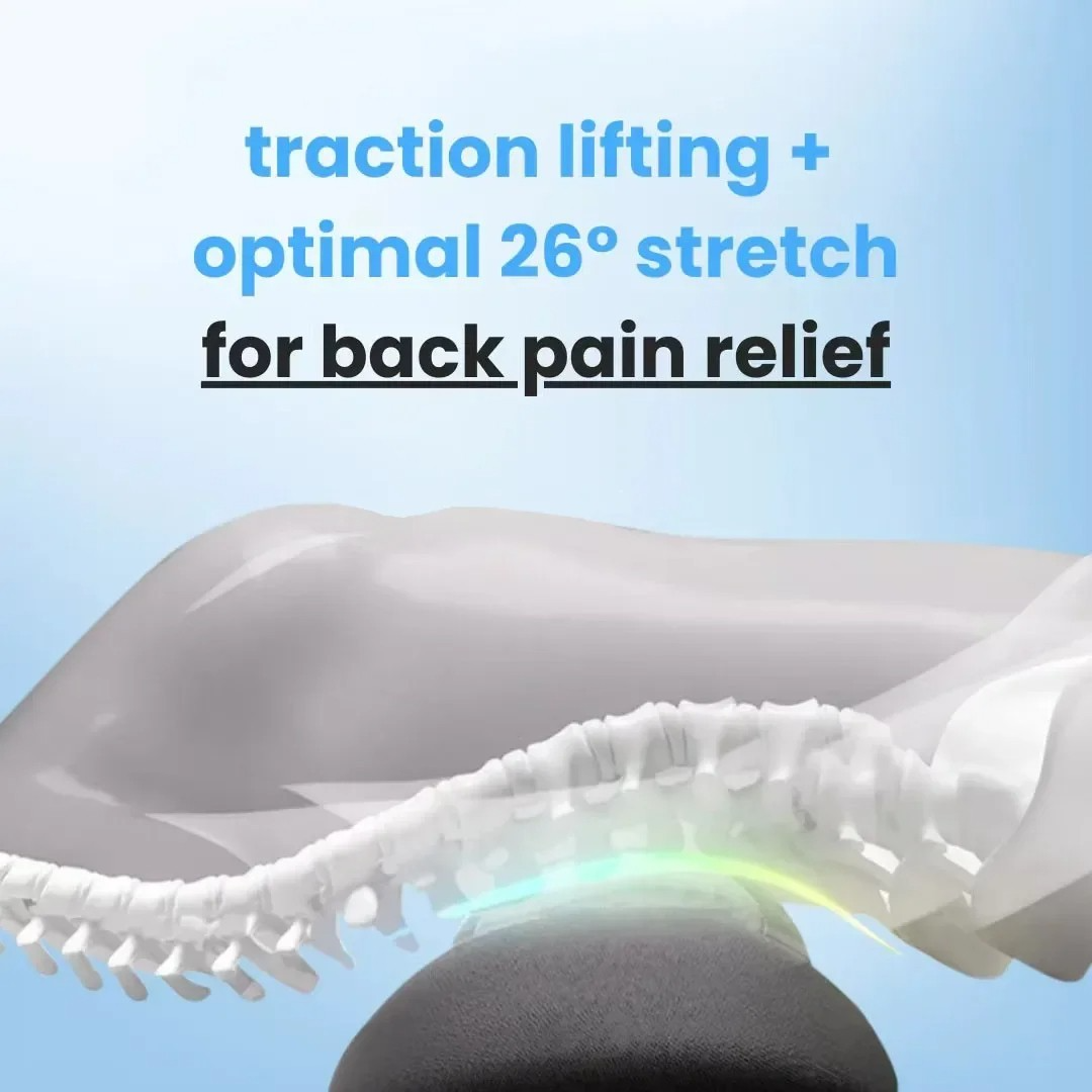 Back Pain Massager with Heat & Vibration, Spinal Support for Sciatica Relief, Lower Back Pain & Posture Correction – 3-in-1 Home Therapy