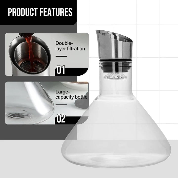 Premium Wine Decanter | Lead-Free Crystal with Quick Aeration & Filtration for Enhanced Flavor Experience