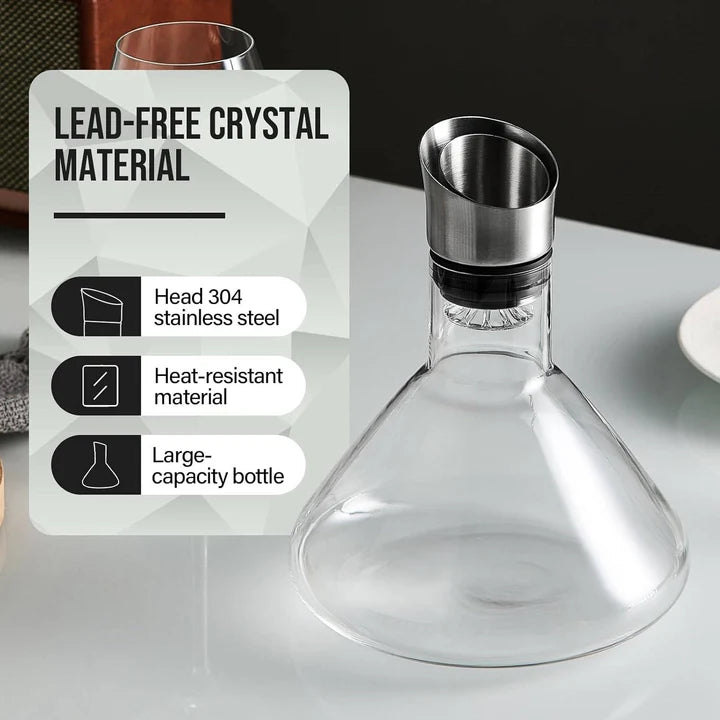 Premium Wine Decanter | Lead-Free Crystal with Quick Aeration & Filtration for Enhanced Flavor Experience