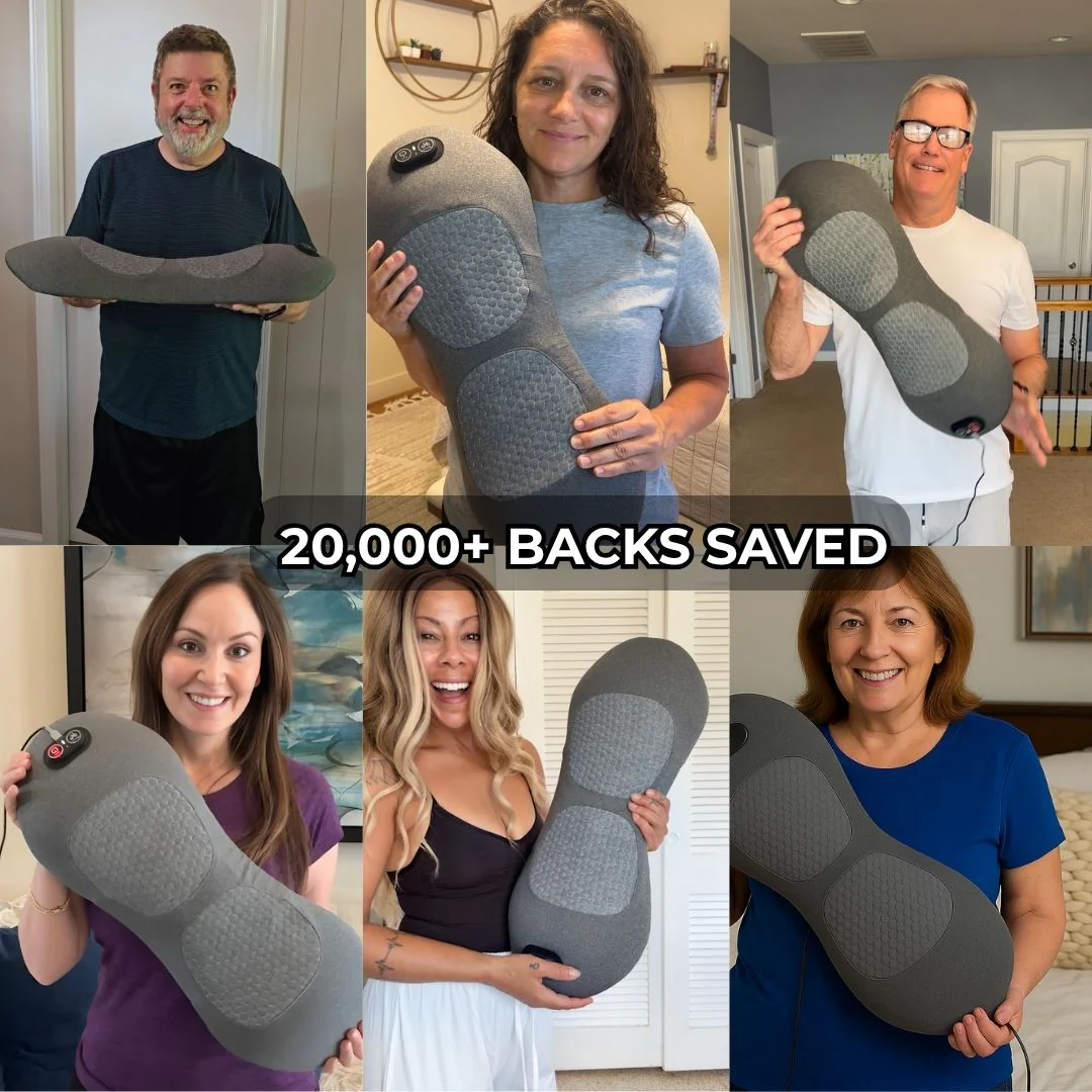 Back Pain Massager with Heat & Vibration, Spinal Support for Sciatica Relief, Lower Back Pain & Posture Correction – 3-in-1 Home Therapy