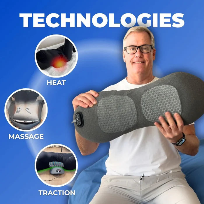 Back Pain Massager with Heat & Vibration, Spinal Support for Sciatica Relief, Lower Back Pain & Posture Correction – 3-in-1 Home Therapy