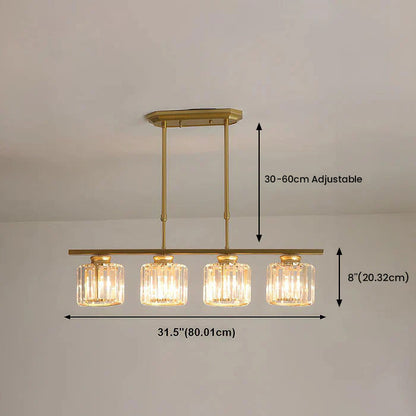 Modern Art Deco Glass Kitchen Island Lamps | Adjustable Height. 3-4 Lights & Ideal for Dining Room and Kitchen Lighting