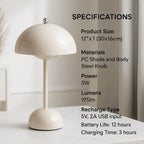 Minimalist Flowerpot Table Lamp - Rechargeable Bedside Lamp & Cordless Design Mushroom Shaped Lamps