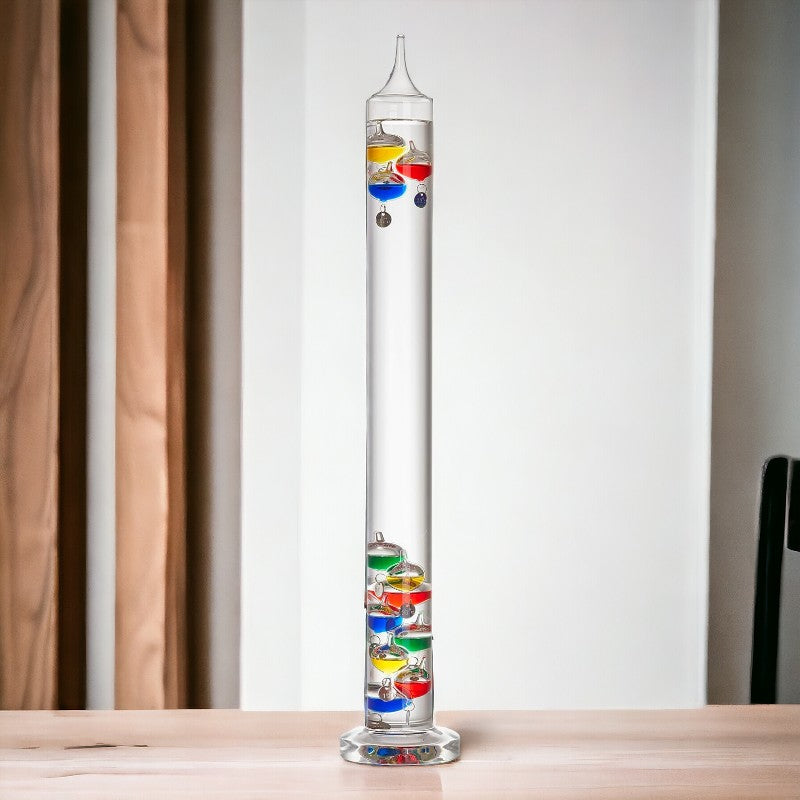 Galileo Thermometer with Floating Glass Bulbs - Decorative Temperature Measurement for Home & Office Decor