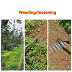 Steel Garden Rake | Heavy-Duty Stainless Steel with Deep-Penetrating Teeth for Effortless Weeding and Root Extraction