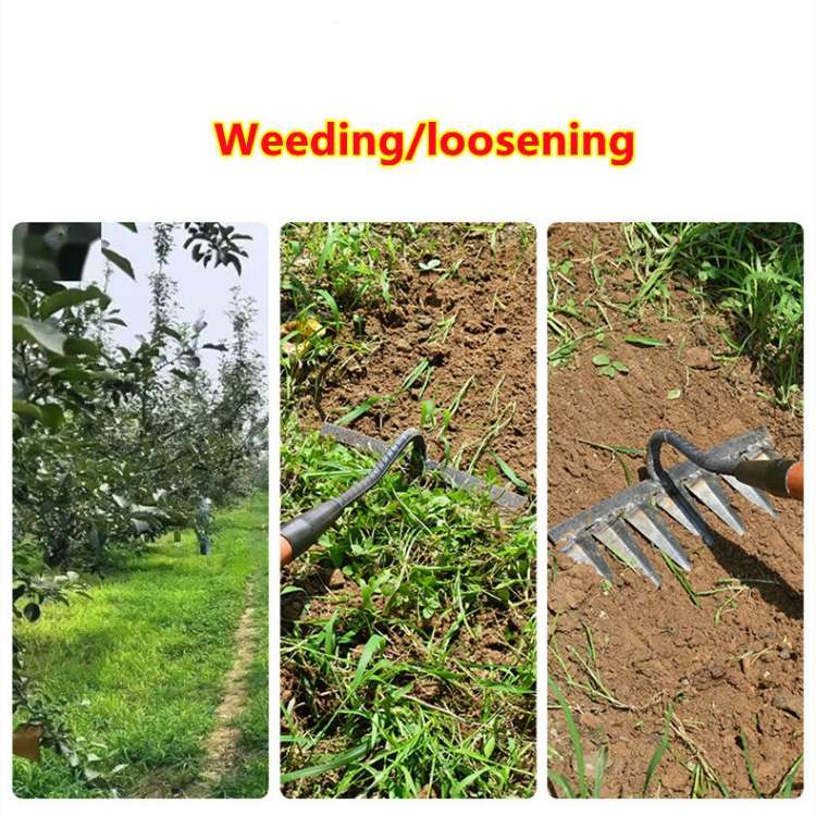 Steel Garden Rake | Heavy-Duty Stainless Steel with Deep-Penetrating Teeth for Effortless Weeding and Root Extraction