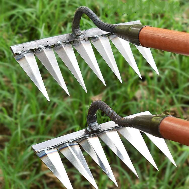 Steel Garden Rake | Heavy-Duty Stainless Steel with Deep-Penetrating Tines for Effortless Weeding and Lawn Care