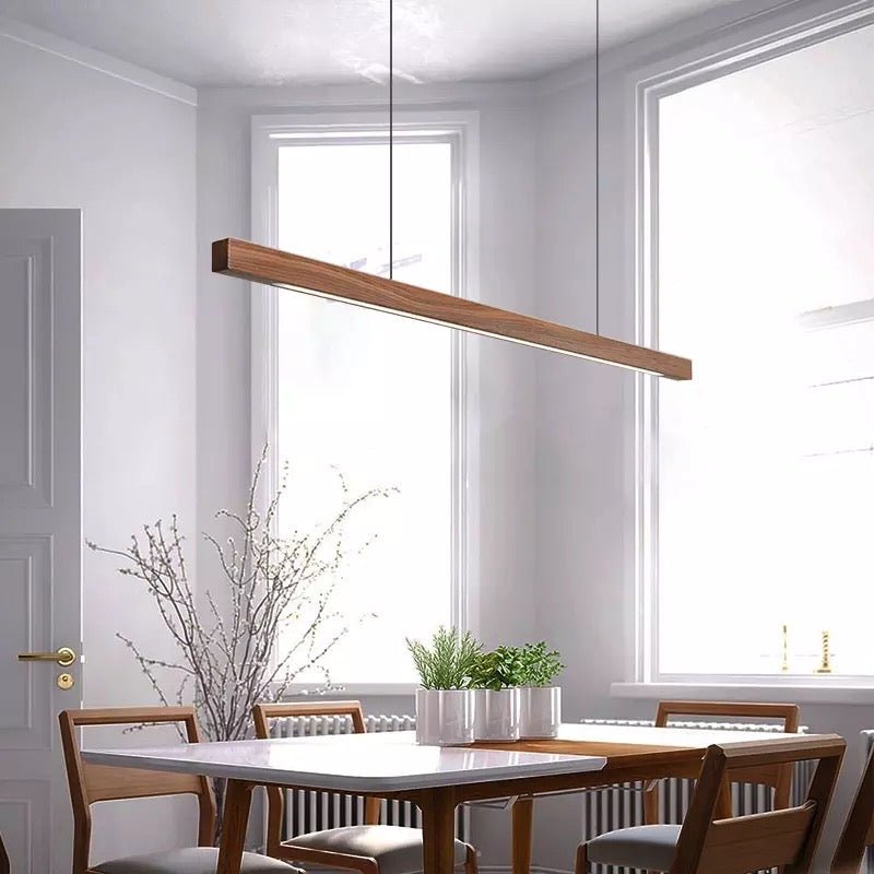 LED Wooden Pendant Light | Contemporary kitchen Lighting Adjustable Height, Integrated LED & Ideal for Low or High Ceilings