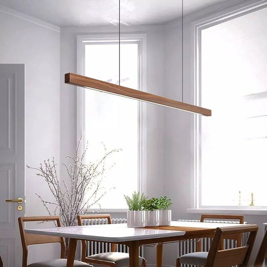 LED Wooden Pendant Light | Contemporary kitchen Lighting Adjustable Height, Integrated LED & Ideal for Low or High Ceilings