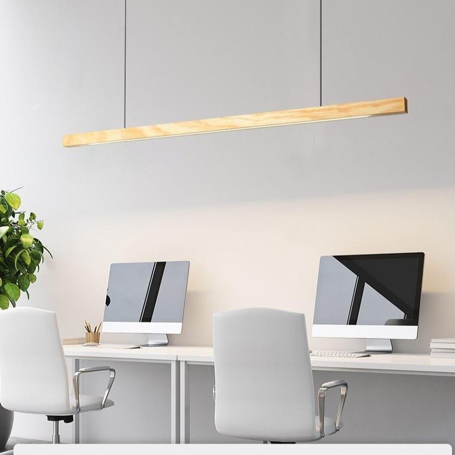 LED Wooden Pendant Light | Contemporary kitchen Lighting Adjustable Height, Integrated LED & Ideal for Low or High Ceilings