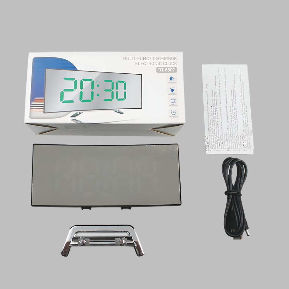 Curved LED Alarm Clock | Compact Design with Snooze Function for Bedroom or Study Use