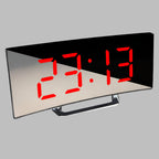 Curved LED Alarm Clock | Compact Design with Snooze Function for Bedroom or Study Use