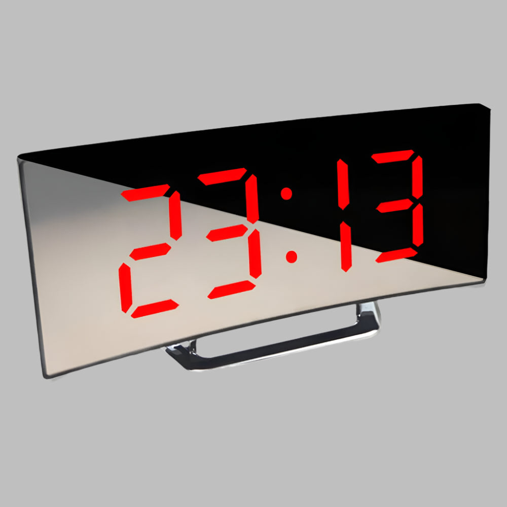 Curved LED Alarm Clock | Compact Design with Snooze Function for Bedroom or Study Use