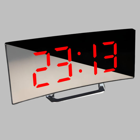 Curved LED Alarm Clock | Compact Design with Snooze Function for Bedroom or Study Use