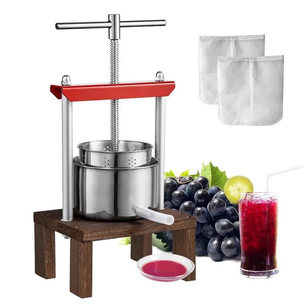 Manual Fruit & Wine Press | 2L Capacity, Sturdy Beech Wood & Stainless Steel for Efficient Juicing at Home or Winery