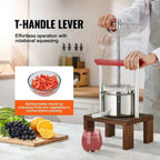 Manual Fruit & Wine Press | 2L Capacity, Sturdy Beech Wood & Stainless Steel for Efficient Juicing at Home or Winery