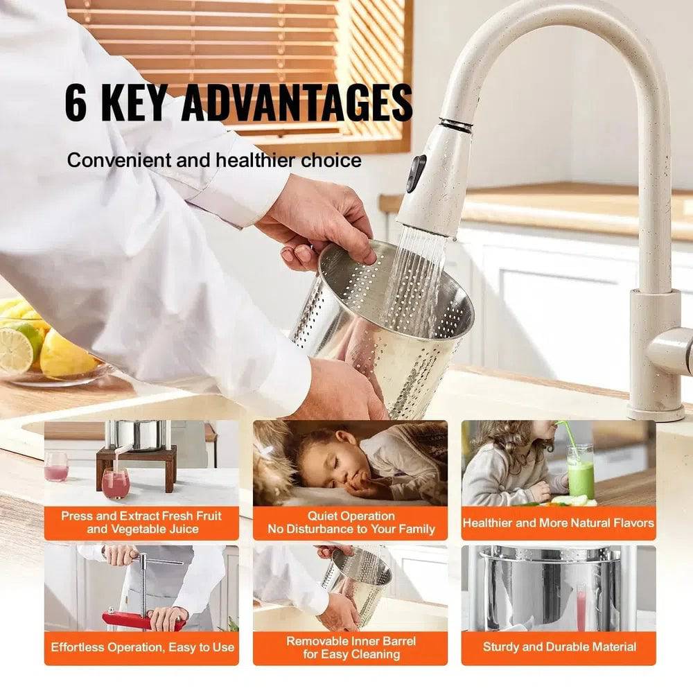 Manual Fruit & Wine Press | 2L Capacity, Sturdy Beech Wood & Stainless Steel for Efficient Juicing at Home or Winery