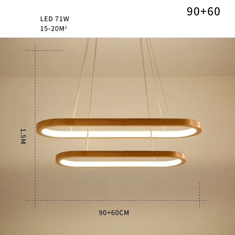 Minimalist Wooden Pendant Light | LED. Dimmable and Perfect for Dining Room and Kitchen