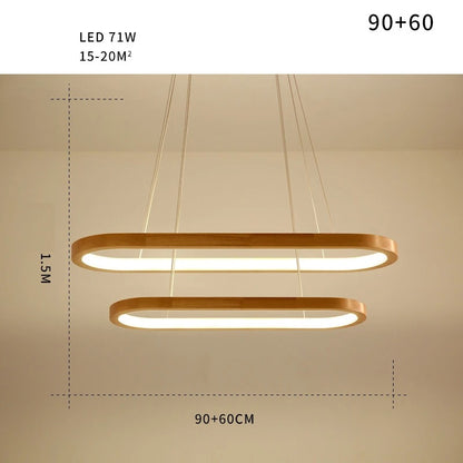 Minimalist Wooden Pendant Light | LED. Dimmable and Perfect for Dining Room and Kitchen