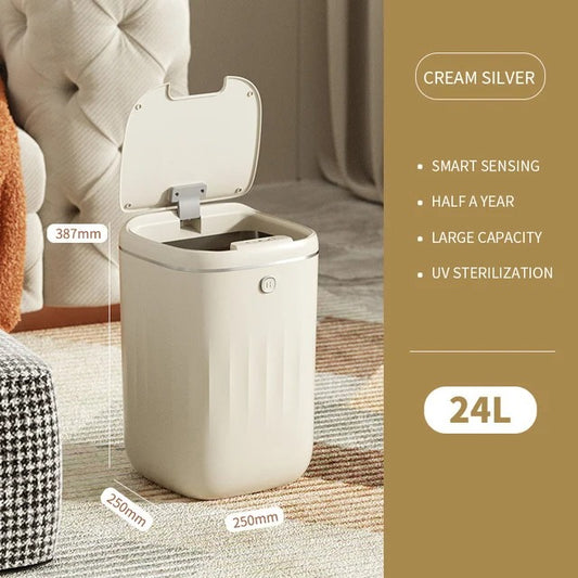 Smart Sensor Trash Bin with UV Light – Automatic Touchless Wastebasket with Lid & Odor Control for Kitchen, Bathroom & Home Hygiene