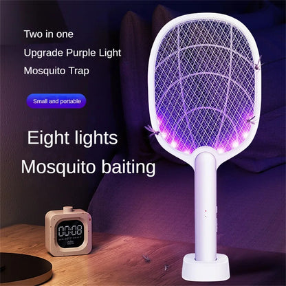 2-in-1 Electric Mosquito Swatter & Bug Zapper – 2500V USB Rechargeable Insect Killer Racket
