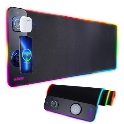Wireless Charging Desk Mat | RGB Dual Charging Pad for iPhone, Keyboard & Mouse, Premium Desk Mat