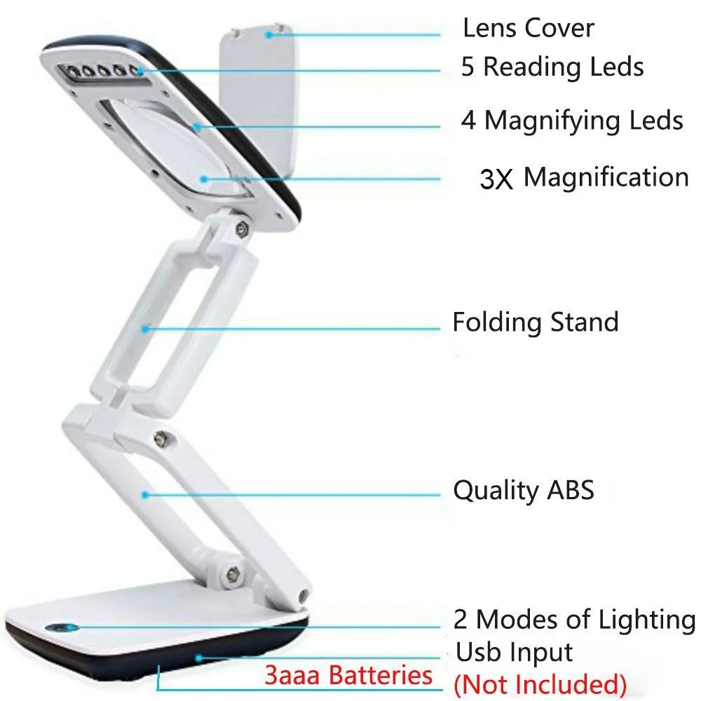 Full Page Magnifying Glass with Light & Stand | Reading Aid for the Elderly