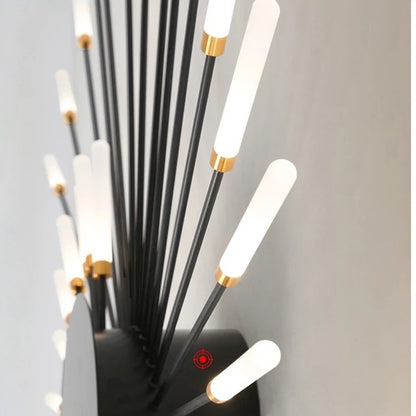 Modern Industrial Ceiling Lamp Sputnik Fireworks | Black & Gold Finish. LED Lighting for Living Room. Dining Room & Bedroom Decor