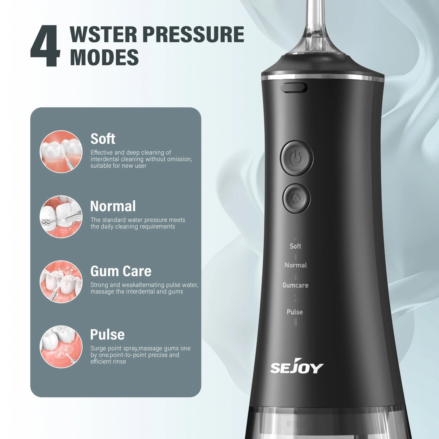 Dental Water Flosser | Rechargeable with 4 Modes & Interchangeable Nozzles for Deep Cleaning and Gum Health