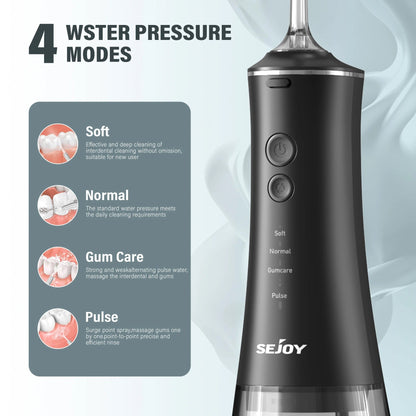Dental Water Flosser | Rechargeable with 4 Modes & Interchangeable Nozzles for Deep Cleaning and Gum Health