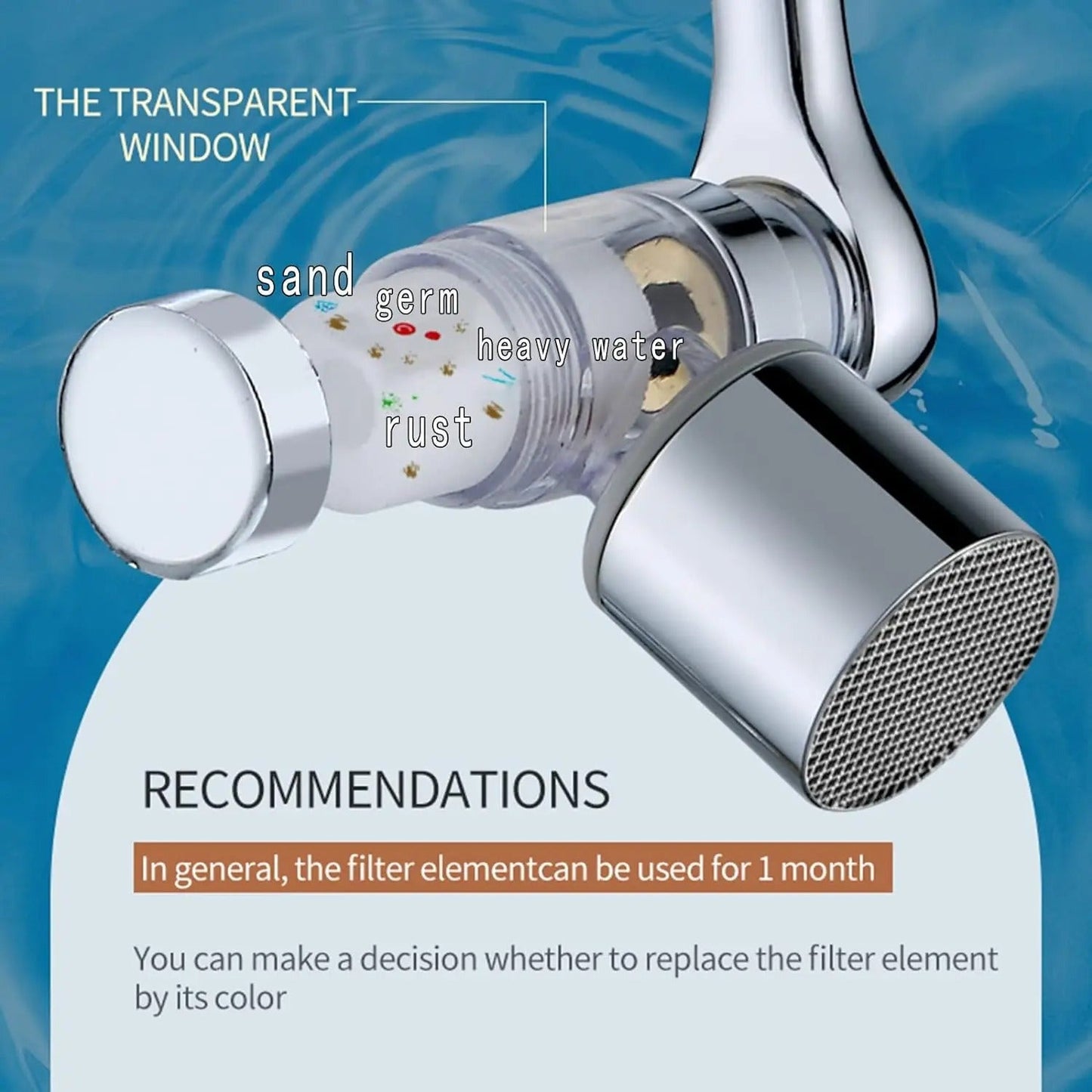 Filtered Faucet Extender | 1080° Rotation, Dual Flow Modes & Built-In Filter for Cleaner Drinking Water
