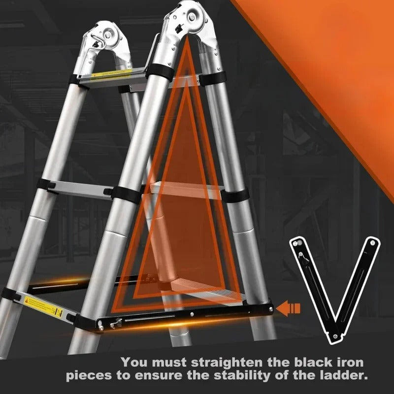 Collapsible Extendable Ladder UK – Telescopic Ladder with Non-Slip Feet, Soft-Close System for Indoor & Outdoor Use