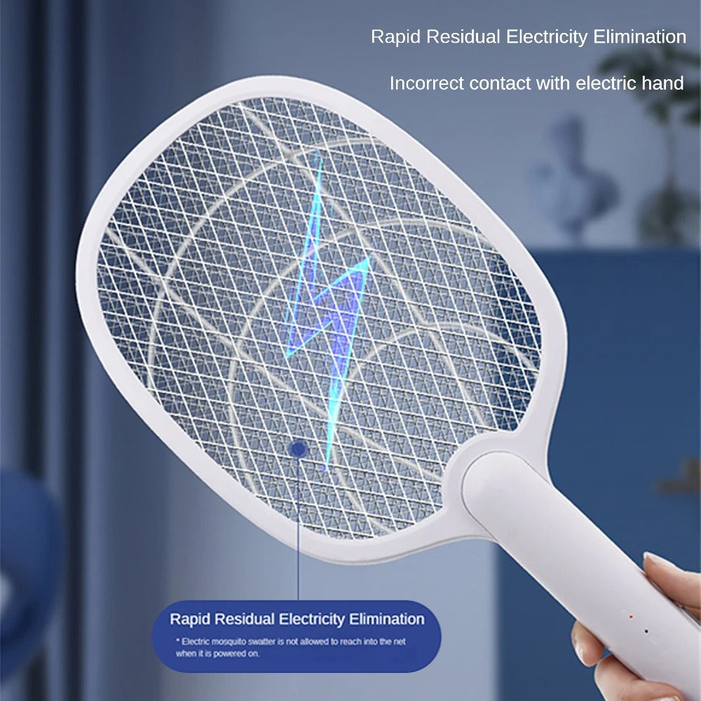 2-in-1 Electric Mosquito Swatter & Bug Zapper – 2500V USB Rechargeable Insect Killer Racket