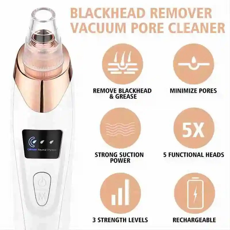 AeriaSkin™ Blackhead Remover Vacuum Pore Cleaner | Adjustable Suction, Multi-Functional Tool for Deep Cleansing & Acne Treatment at Home