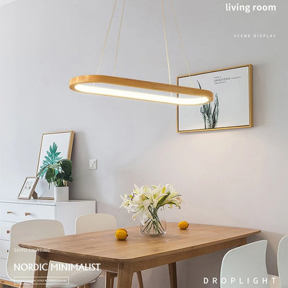 Minimalist Wooden Pendant Light | LED. Dimmable and Perfect for Dining Room and Kitchen
