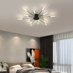 Modern Industrial Ceiling Lamp Sputnik Fireworks | Black & Gold Finish. LED Lighting for Living Room. Dining Room & Bedroom Decor