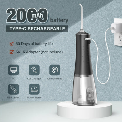 Dental Water Flosser | Rechargeable with 4 Modes & Interchangeable Nozzles for Deep Cleaning and Gum Health