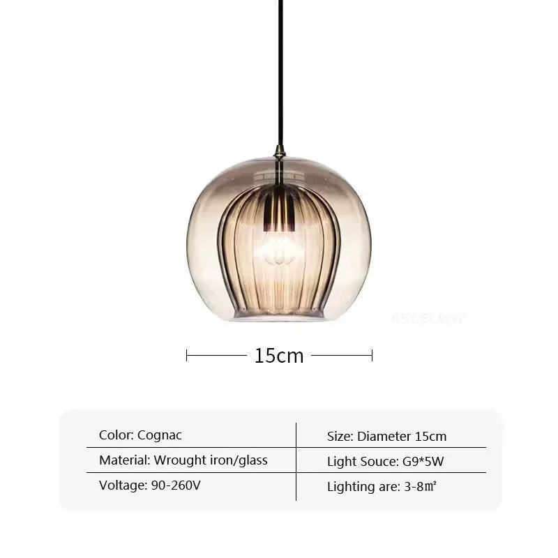 Glass Pendant Light | High-Quality Blown Glass. Unique Shapes & Warm Ambient Light for Kitchen and Dining Room