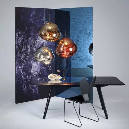 Melt Pendant Light Fixture - Modern Glass Hanging Lamp for Kitchen Island & Dining Room