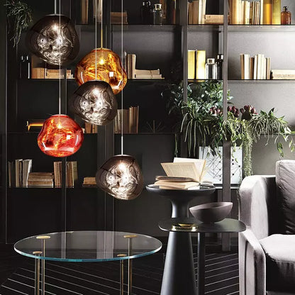 Melt Pendant Light Fixture - Modern Glass Hanging Lamp for Kitchen Island & Dining Room