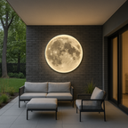 Moon Wall Lamp | Realistic Lunar Surface. LED Glow & Ideal for Living Room. Bedroom. Patio or Garden Decor