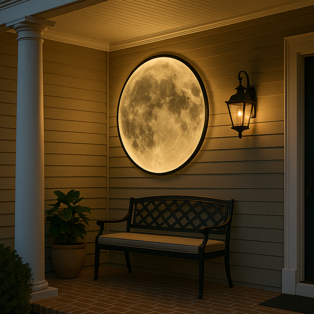 Moon Wall Lamp | Realistic Lunar Surface. LED Glow & Ideal for Living Room. Bedroom. Patio or Garden Decor